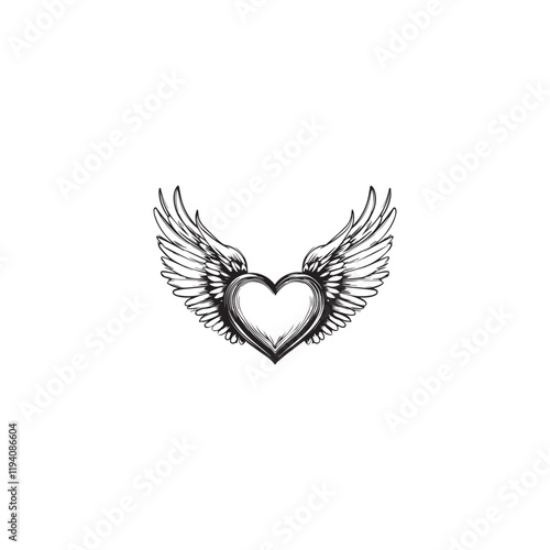 14 February valentine day vector heart with wings