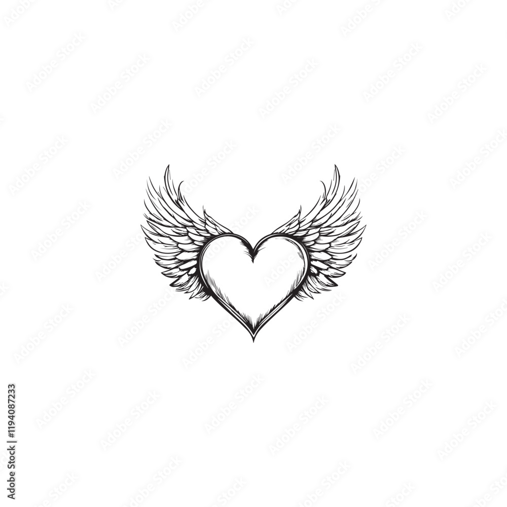 14 February valentine day vector heart with wings 14 February valentine day vector heart with wings