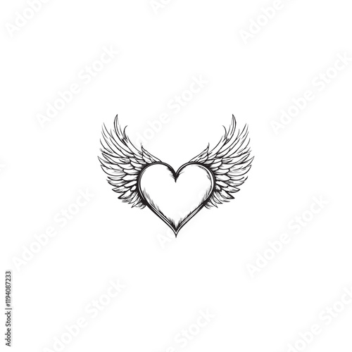 14 February valentine day vector heart with wings