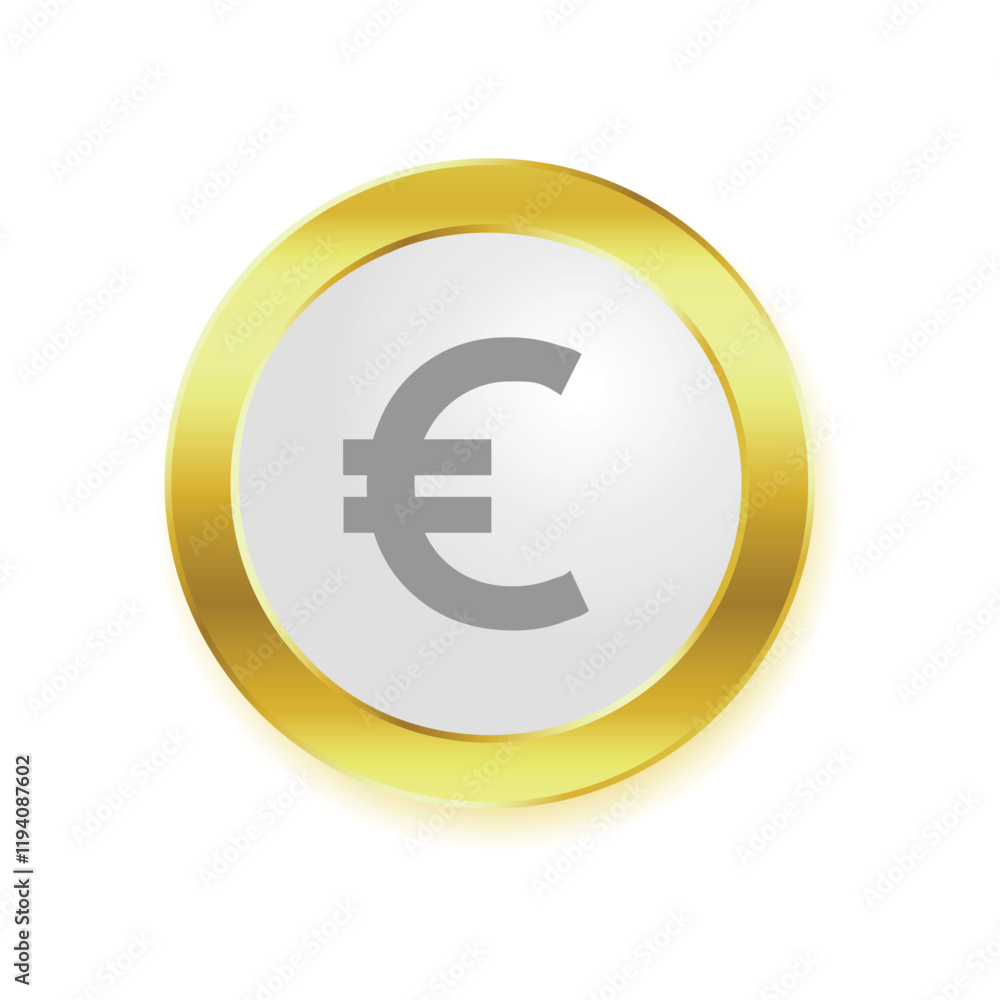 Golden european coin design Isolated Golden european coin design Isolated