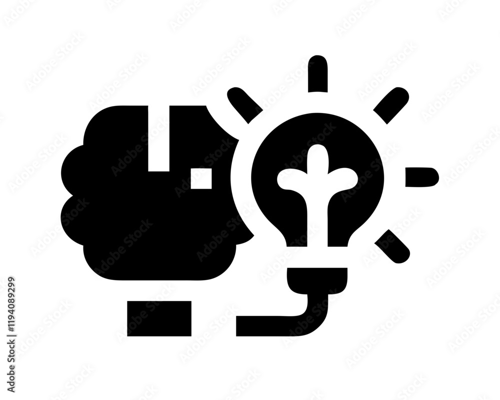 Brain and Lightbulb Icon - Creativity and Innovation Concept