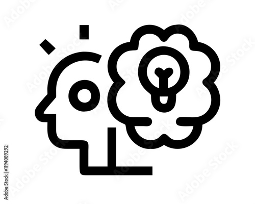 Human Mind Icon with Key of Knowledge and Innovation