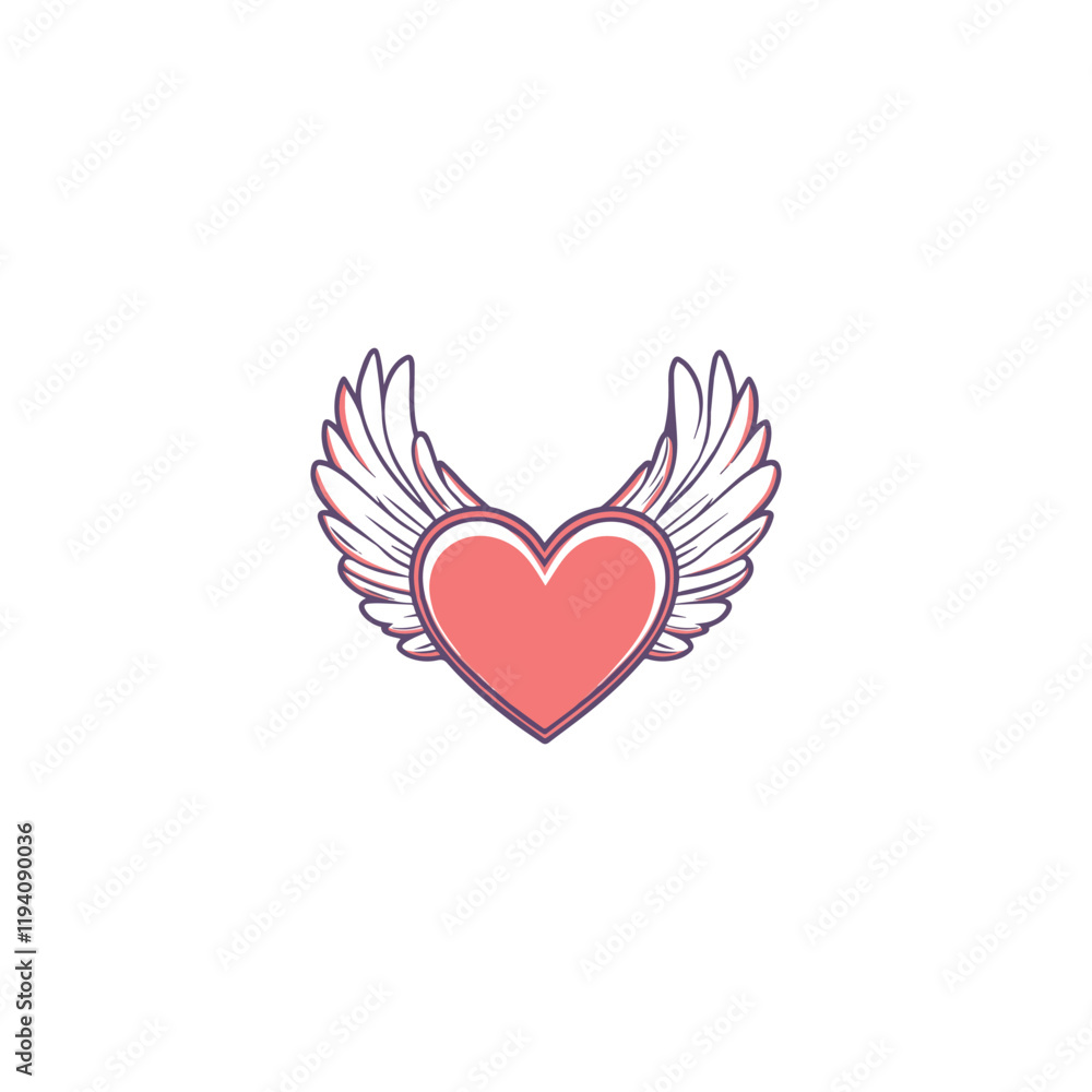 14 February valentine day vector heart with wings 14 February valentine day vector heart with wings