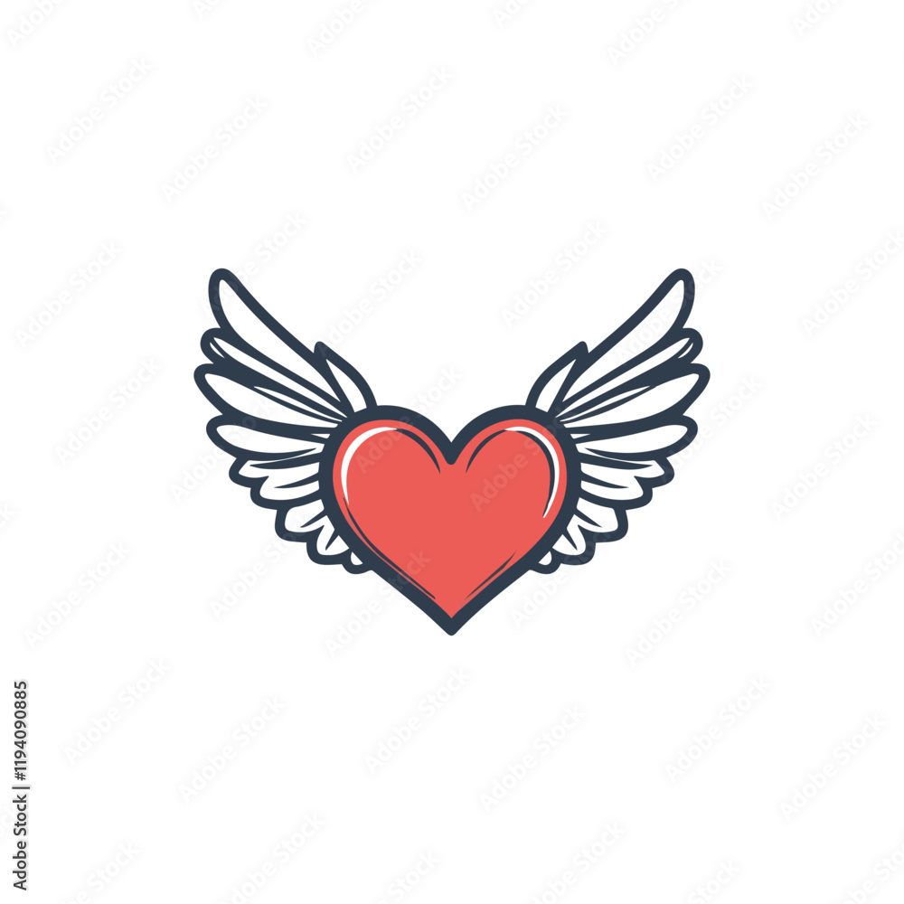 14 February valentine day vector heart with wings 14 February valentine day vector heart with wings