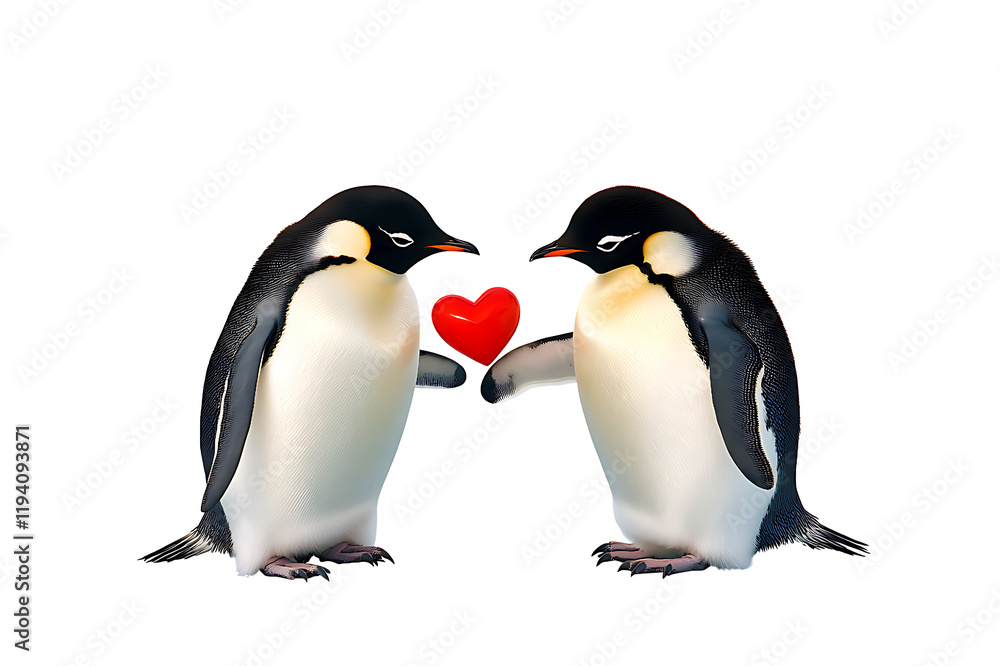 Fototapeta premium Penguins sharing love arctic region wildlife photography nature close-up animal behavior