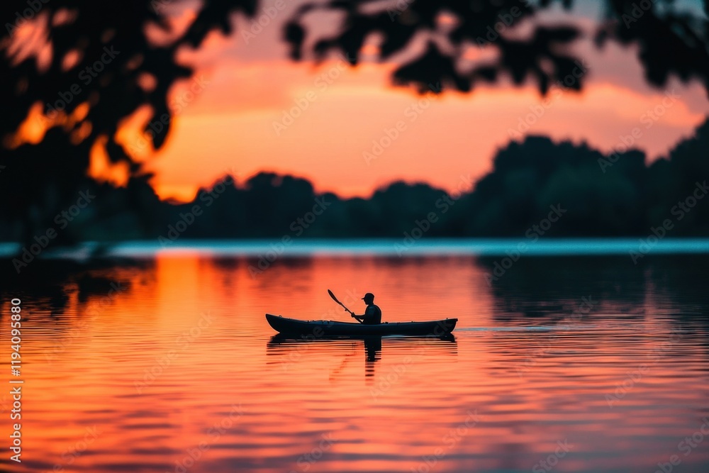 Serene Sunset Canoeing Experience on a Tranquil Lake Serene Sunset Canoeing Experience on a Tranquil Lake
