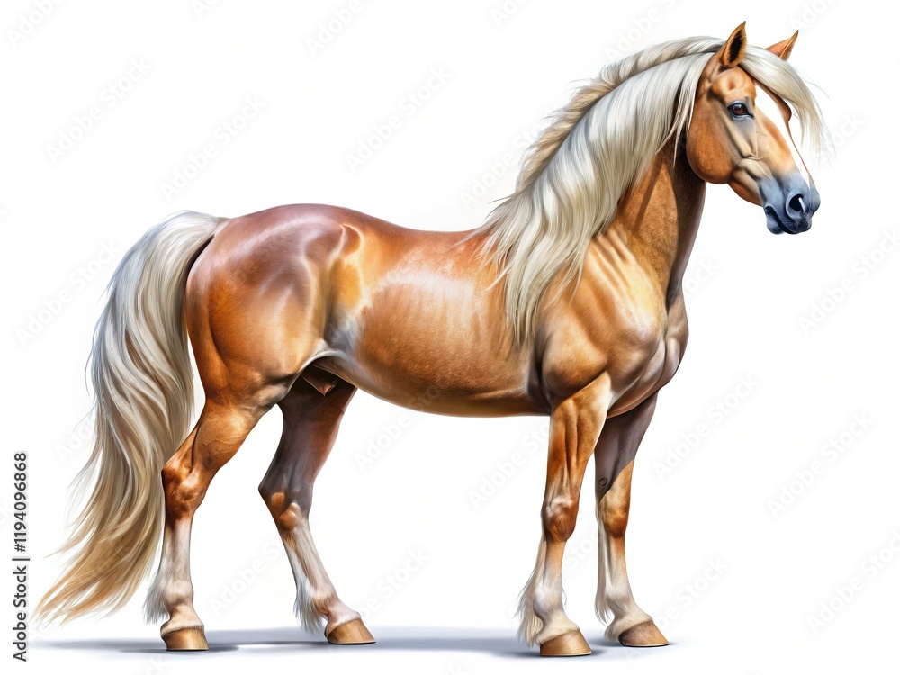 Obraz premium Majestic Welsh Pony Isolated on White Background - Stunning Equestrian Stock Photo