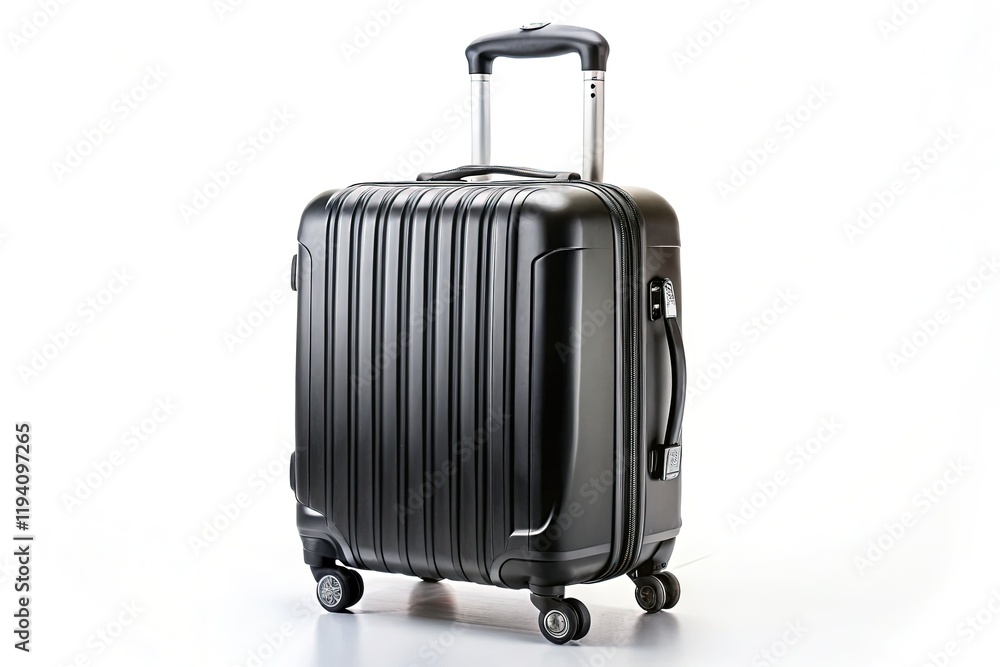 Minimalist Black ABS Spinner Luggage on White Background - Travel Bag Minimalist Black ABS Spinner Luggage on White Background - Travel Bag
