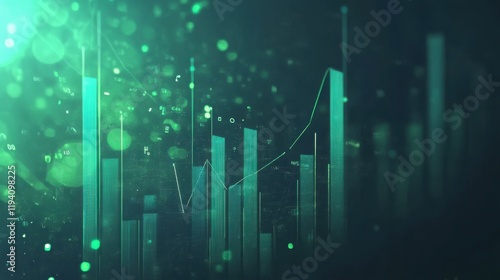 Wallpaper Mural Vibrant Abstract Digital Background with Financial Graphs and Data Visualizations in Green Tone for Stock Market and Technology Themes Torontodigital.ca