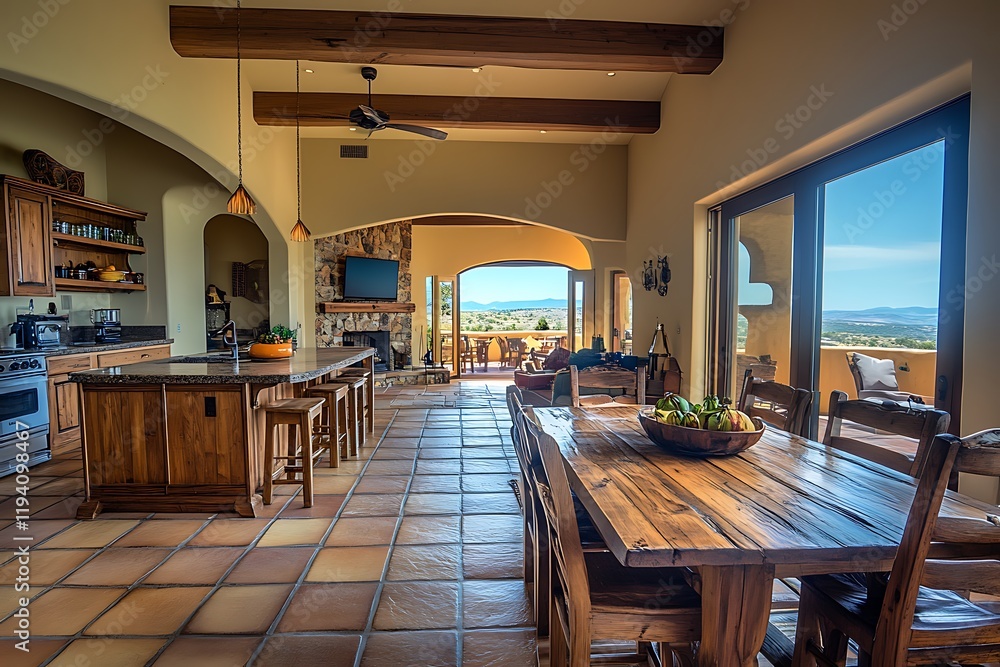 Stunning Rustic Home Interior with Open Kitchen and Dining Area Stunning Rustic Home Interior with Open Kitchen and Dining Area