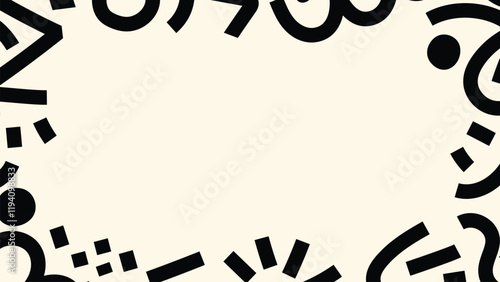 Black abstract frame illustration on pastel background