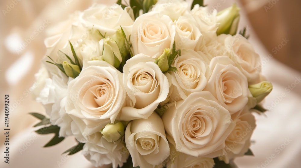 Elegant bouquet of cream roses and buds. Elegant bouquet of cream roses and buds.