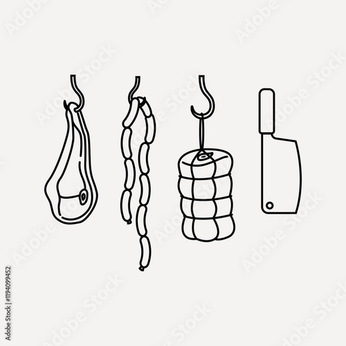 Butcher shop line art vector