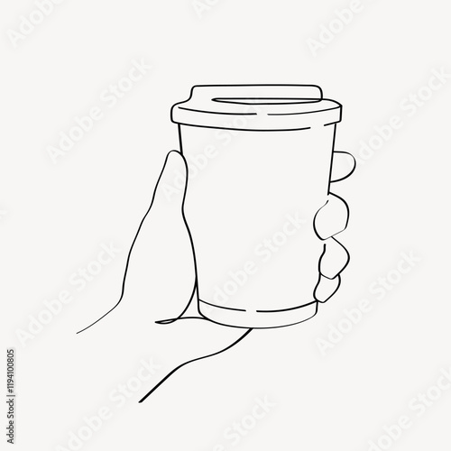 To-go cup line art vector