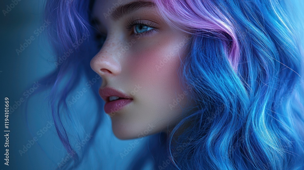 Fototapeta premium Portrait of a person with colorful hair.