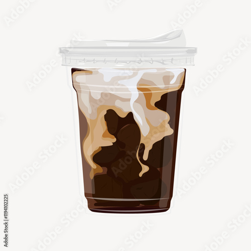 Iced latte coffee, drink illustration vector