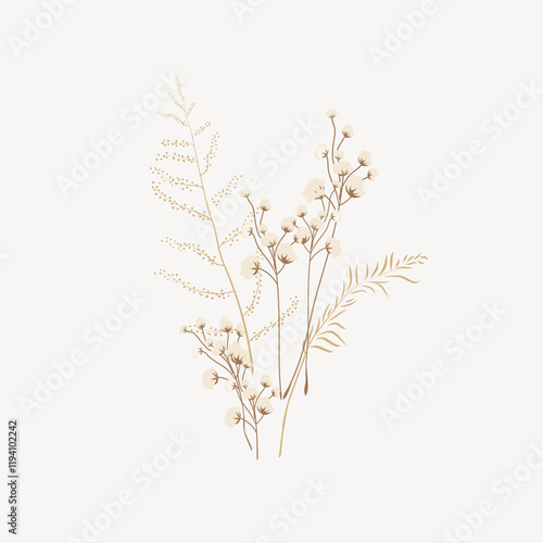 Aesthetic dried flower illustration vector