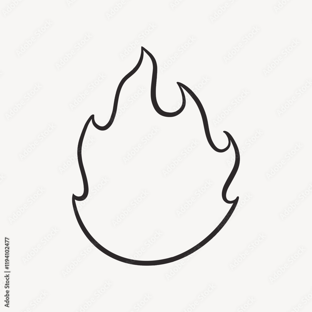 Fire flame retro line illustration, collage element vector Fire flame retro line illustration, collage element vector