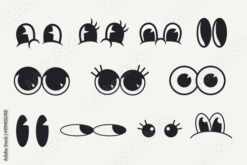 Cartoon eyes set retro illustration vector