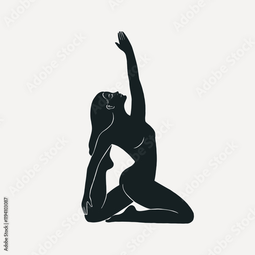 Woman yoga, spiritual illustration vector