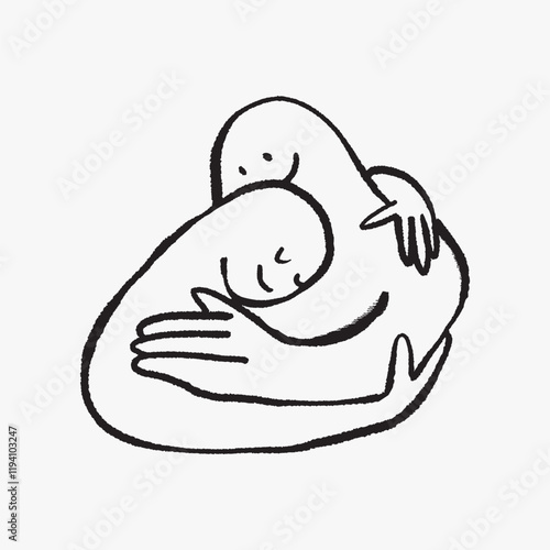 Love hug doodle illustration vector