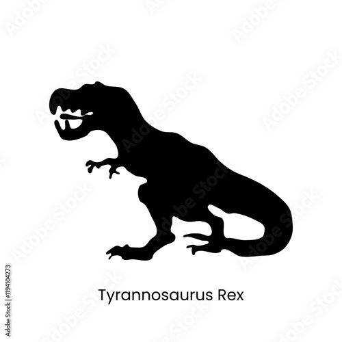 T Rex Tyrannosaurus Rex Silhouette. T-Rex Dinosaur in Flat icon vector illustration with smooth nodes style, for your design graphic element.