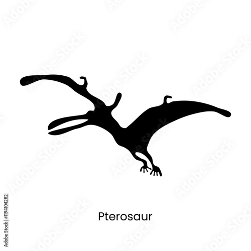 Pterosaur or pterodactyl dinosaur silhouette in trendy style smooth nodes vector illustration. Editable graphic resources for many purposes.