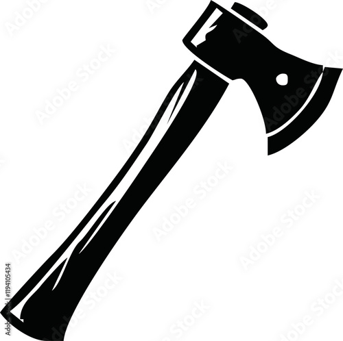 Simple black axe silhouette vector illustration - axe, camping, chopping, cutter, wood, web designing icons and projects.