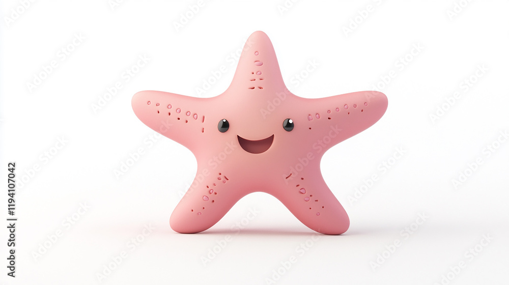 cute starfish character 3d render on white background cute starfish character 3d render on white background