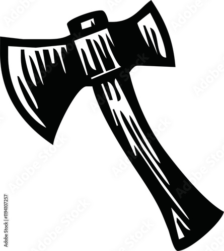 Simple black axe silhouette vector illustration - axe, camping, chopping, cutter, wood, web designing icons and projects.