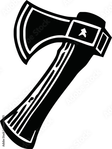 Simple black axe silhouette vector illustration - axe, camping, chopping, cutter, wood, web designing icons and projects.