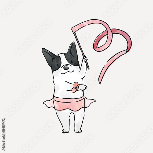 Dog rhythmic gymnast collage element vector