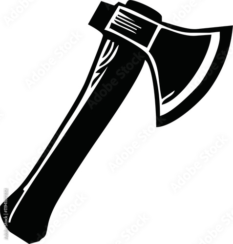 Simple black axe silhouette vector illustration - axe, camping, chopping, cutter, wood, web designing icons and projects.