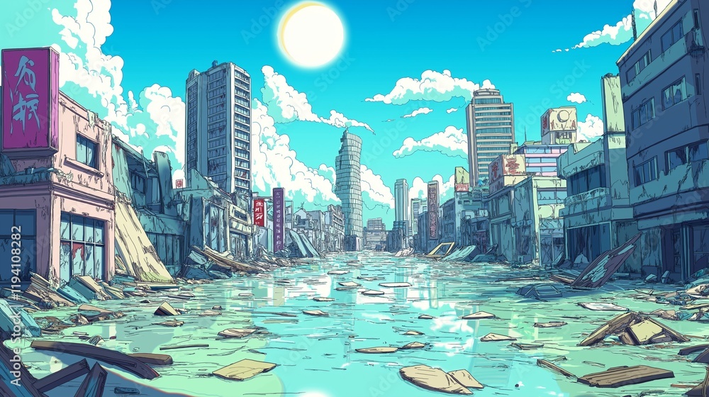 Fototapeta premium anime background for apocalypse wallpaper