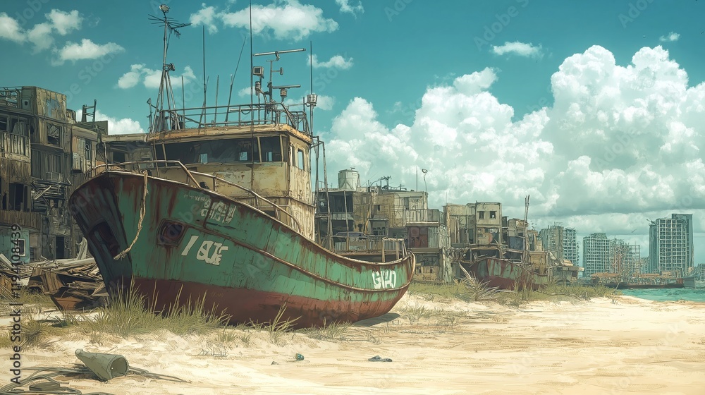 Fototapeta premium anime background for apocalypse wallpaper