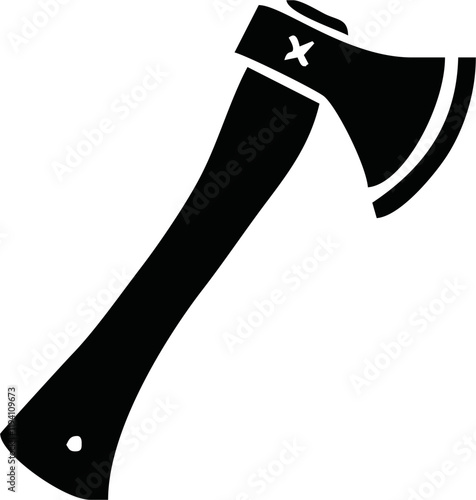 Simple black axe silhouette vector illustration - axe, camping, chopping, cutter, wood, web designing icons and projects.