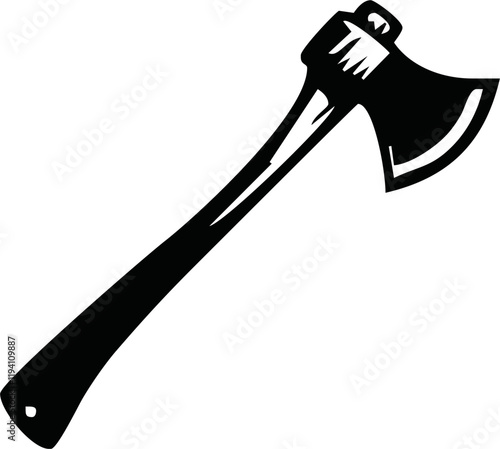 Simple black axe silhouette vector illustration - axe, camping, chopping, cutter, wood, web designing icons and projects.
