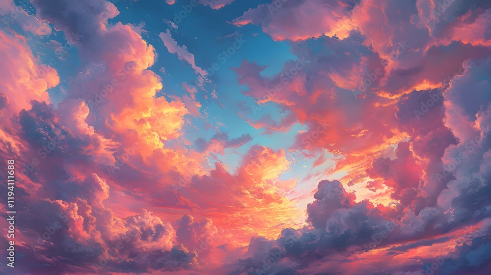 Vibrant Sunset Cloudscape A Painted Sky Vibrant Sunset Cloudscape A Painted Sky