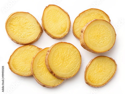 slices of ginger. lemon, fruit, food, isolated, citrus, yellow, white, fresh, slice, healthy, half, juicy, ripe, juice, vitamin, cut, diet, lemons, sour, freshness, snack, nature, closeup, health, swe photo