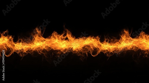 Fire flames on black background photo