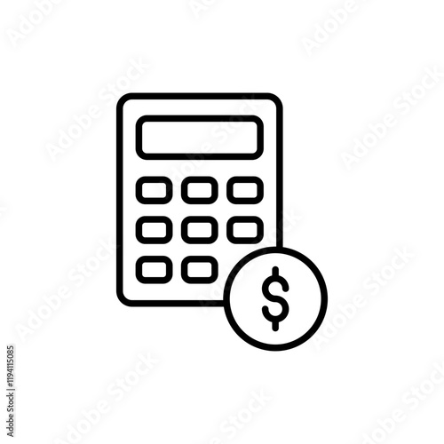 market calculation outline icons, minimalist vector illustration ,simple transparent graphic element .Isolated on white background