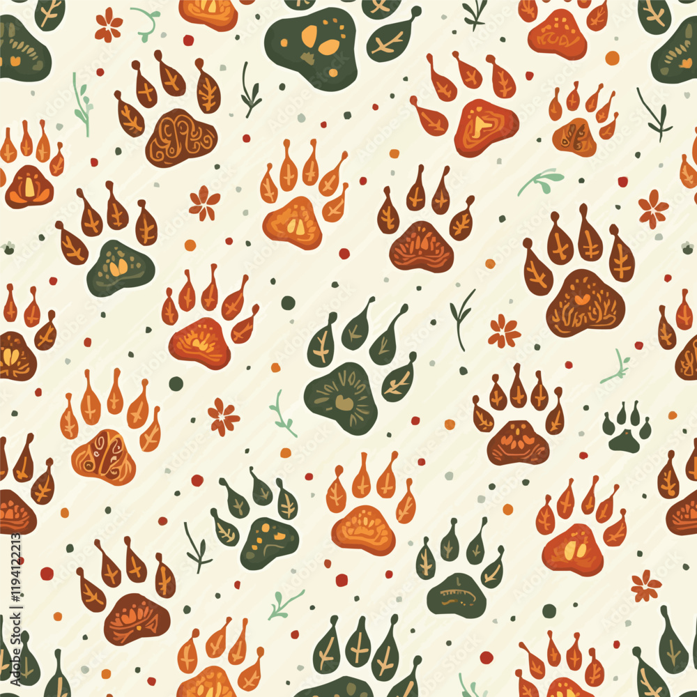 Cat paw cute pink shape seamless repeat pattern Cat paw cute pink shape seamless repeat pattern