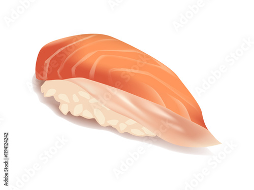 Sushi salmon realistic on white background for decoration
