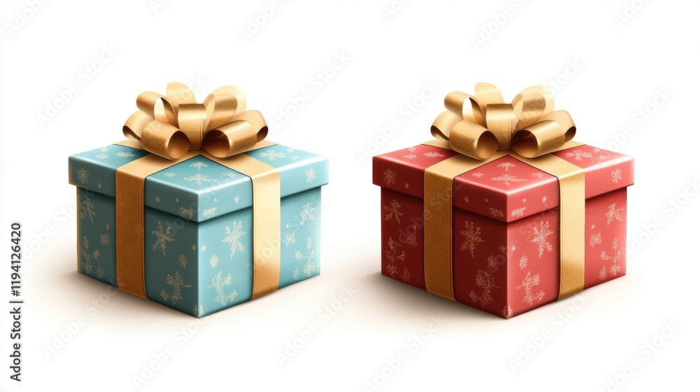 Obraz premium Two Colorful Gift Boxes with Bows for Festive Celebrations