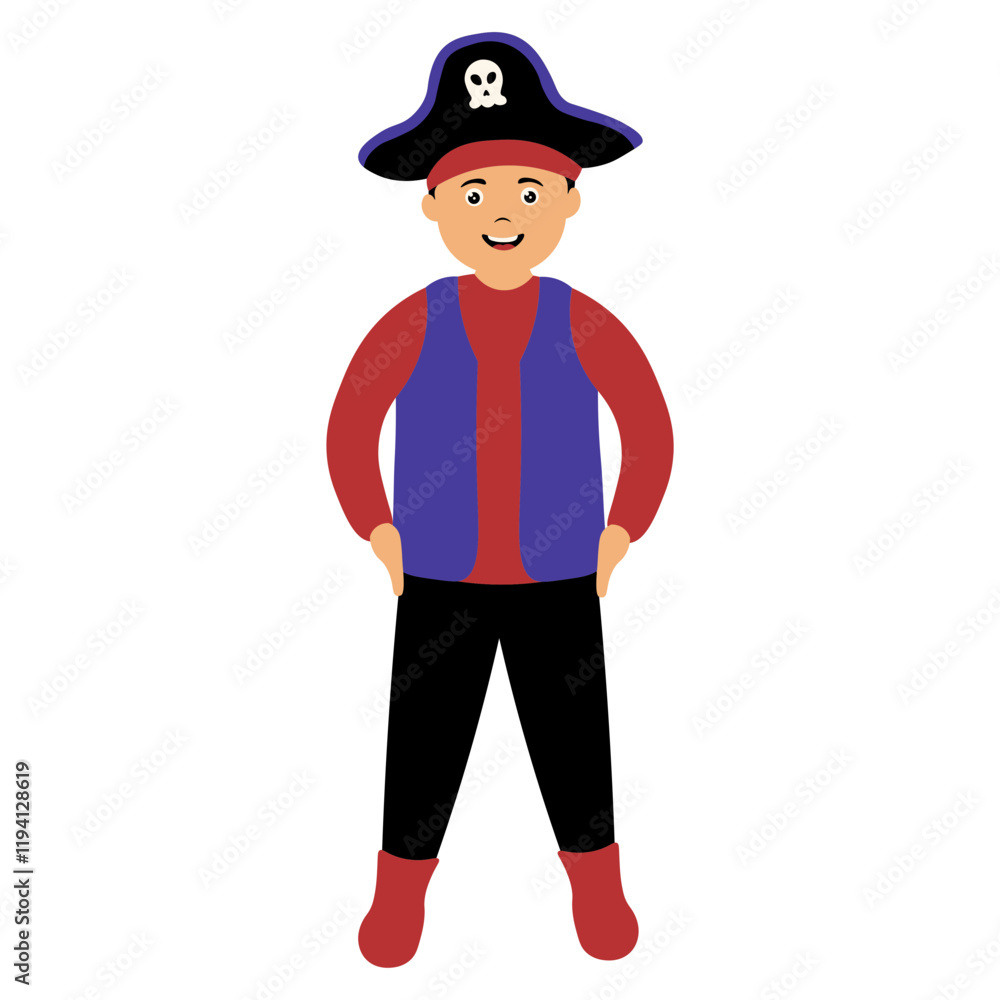 Children Pirate Character. Isolated on White Background. Vector Cartoon Illustration Children Pirate Character. Isolated on White Background. Vector Cartoon Illustration