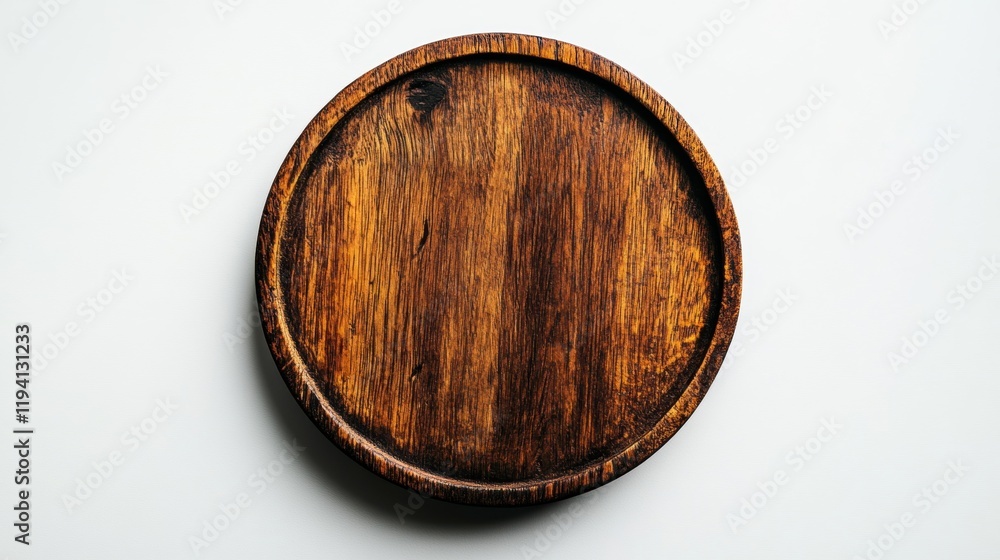 Rustic Wooden Plate on Minimalist Background for Food Presentation Rustic Wooden Plate on Minimalist Background for Food Presentation