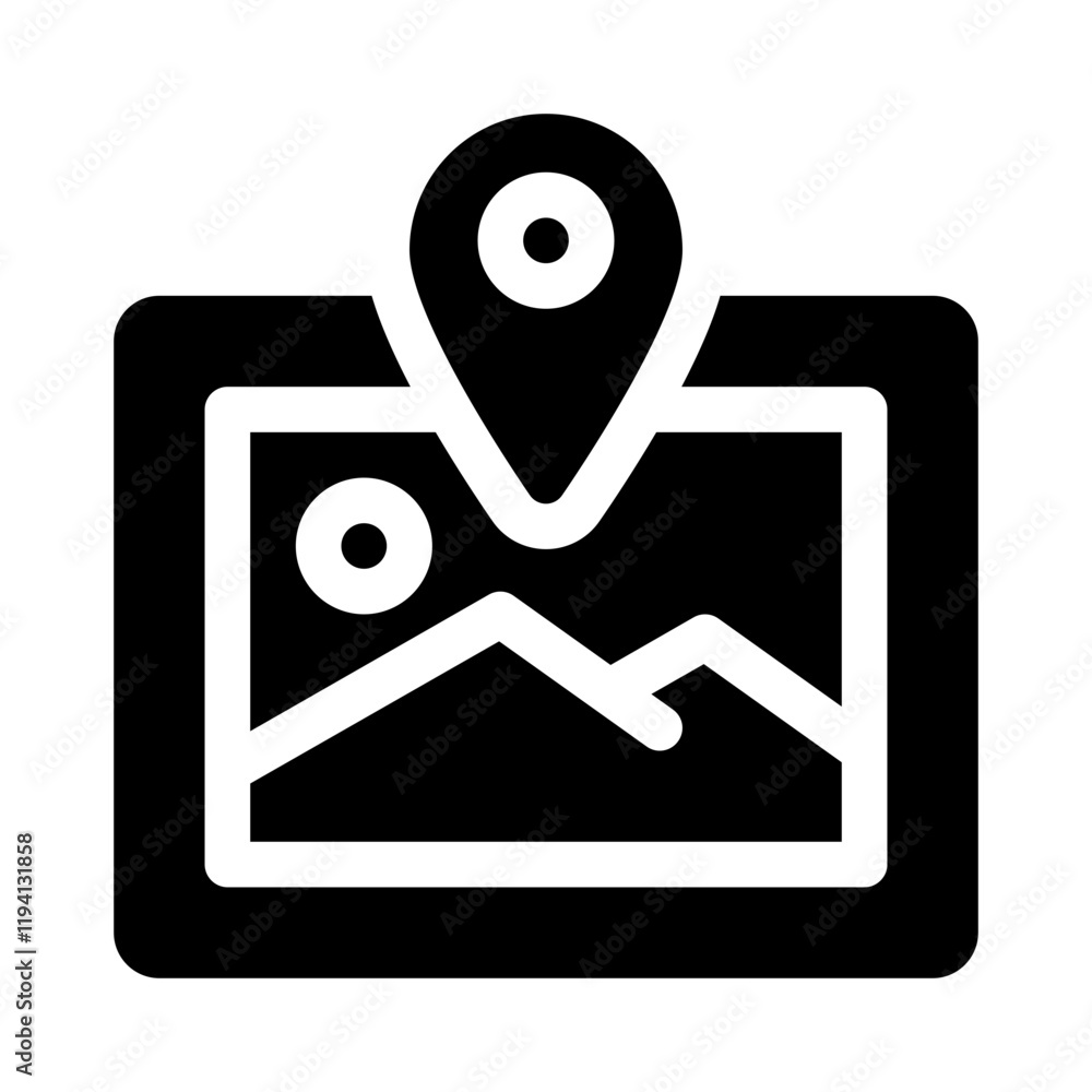 GPS Map with Photo Locations glyph icon GPS Map with Photo Locations glyph icon