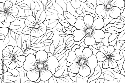 Wallpaper Mural Beautiful Floral Line Art Pattern Torontodigital.ca