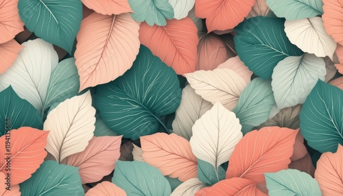 Wallpaper Mural Pastel Tropical Leaves Background, Soft Colored Foliage Texture Torontodigital.ca