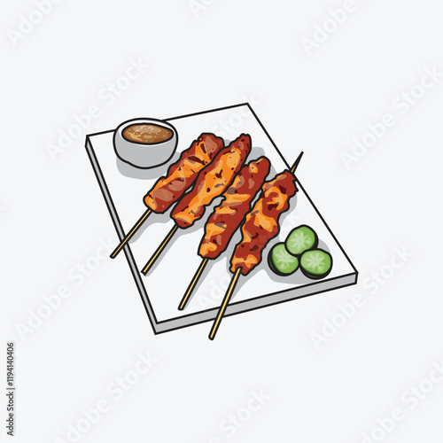 Sate indonesia street food illustration vector